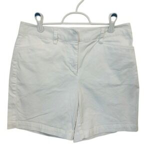 Women's Lands' End Mid Rise White Shorts Casual Summer‎ Cotton Blend Sz 6